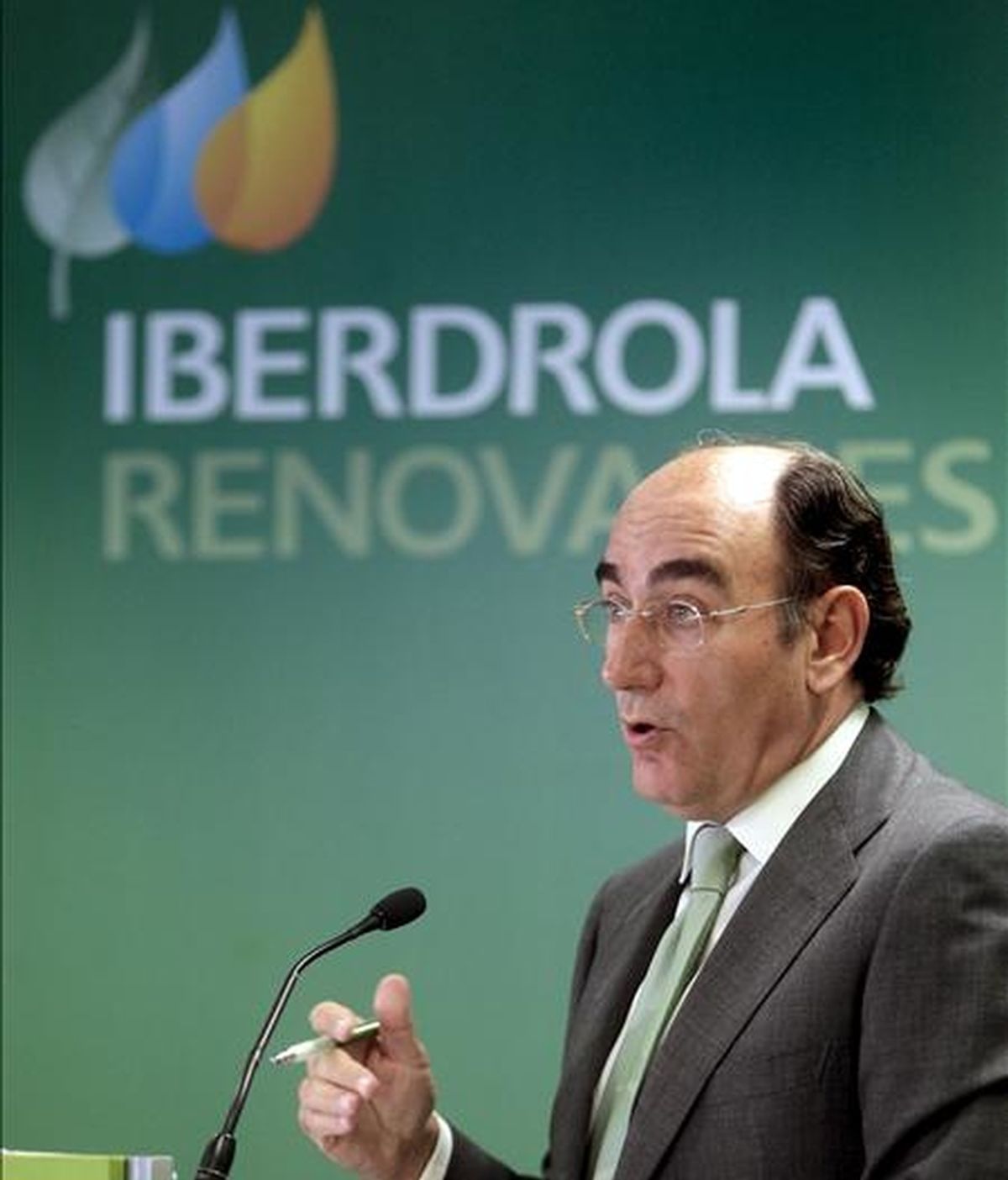 El presidente de Iberdrola, Ignacio Sánchez Galán, durante una rueda de prensa con motivo de la celebración el miércoles de la junta de accionistas de la compañía. EFE/Archivo