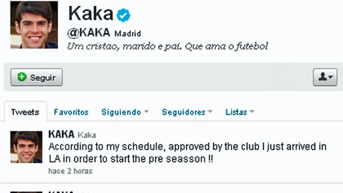 Kaká, el futbolista más seguido en Twitter Kaká, el futbolista más seguido en Twitter