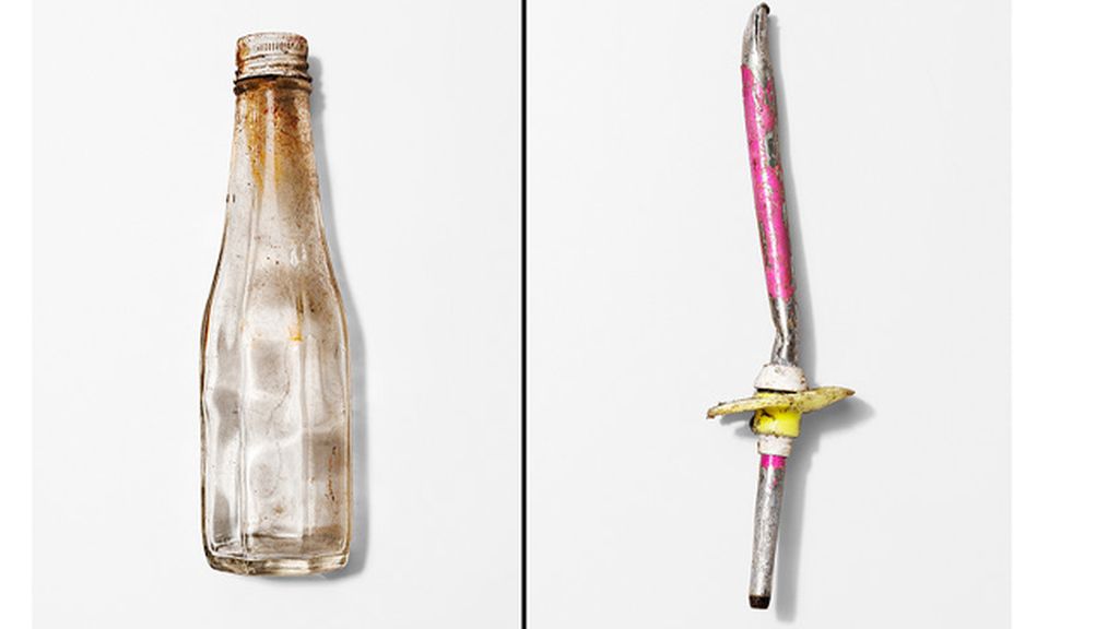 Botella y palo de esquí