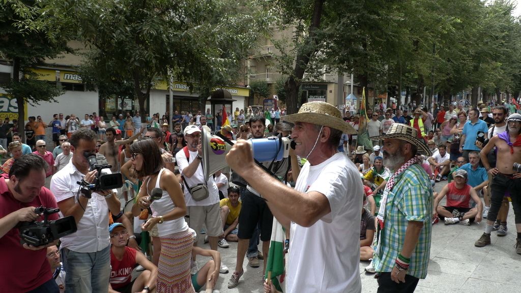 José Manuel Sánchez Gordillo y Diego Cañamero, exalcalde de El Coronil, en la 'marcha obrera' de Jaén