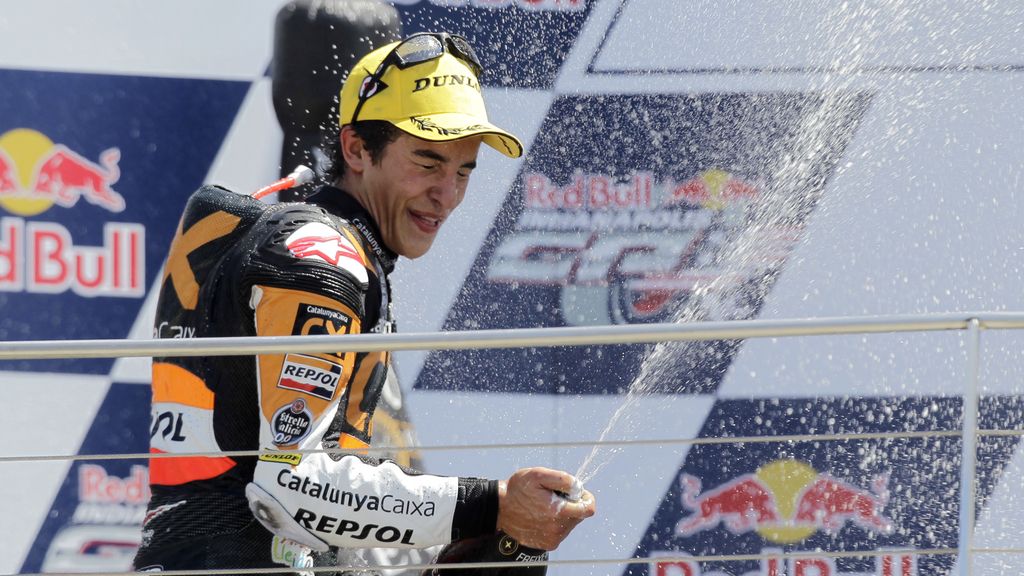 Márquez celebra su victoria en Indianápolis