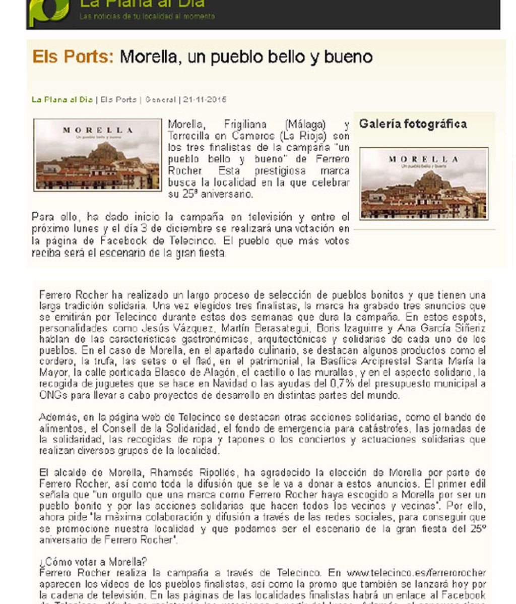 Medios locales y nacionales se hacen eco del 25 aniversario de Ferrero Rocher