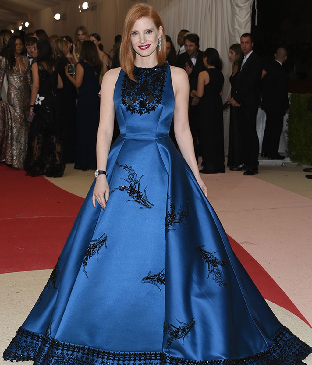 Jessica Chastain con vestido de Prada