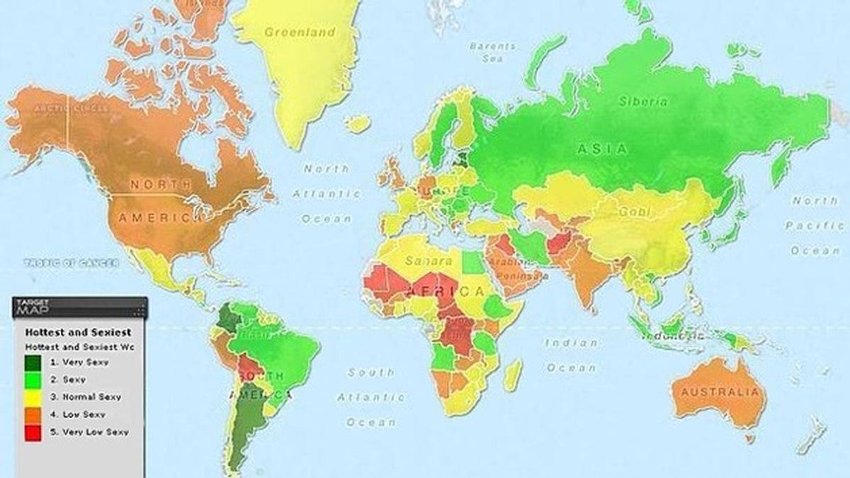 El mapa de las mujeres más atractivas del mundo