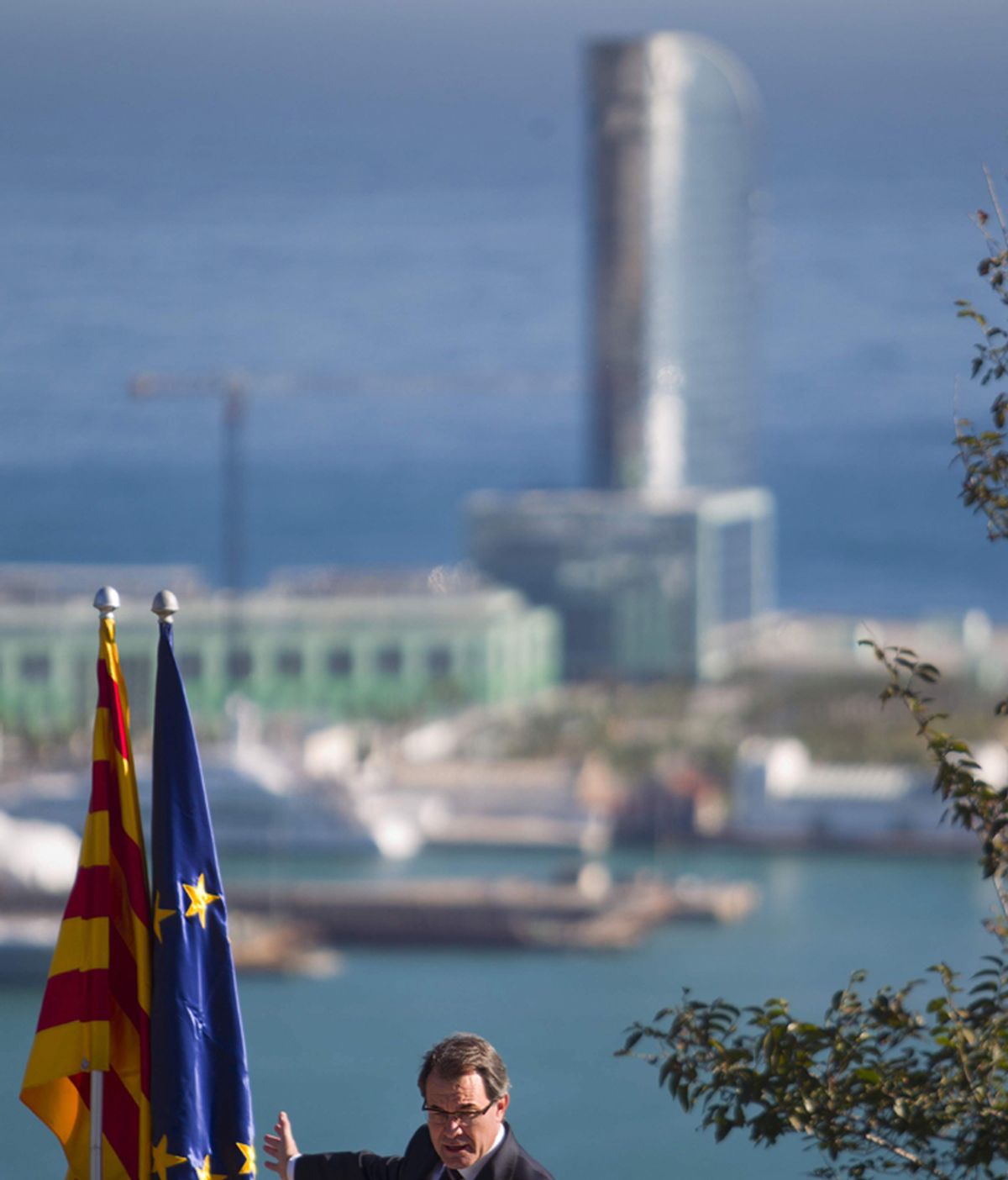 Artur Mas, en el mirador del alcalde en la montaña de Montjuïc