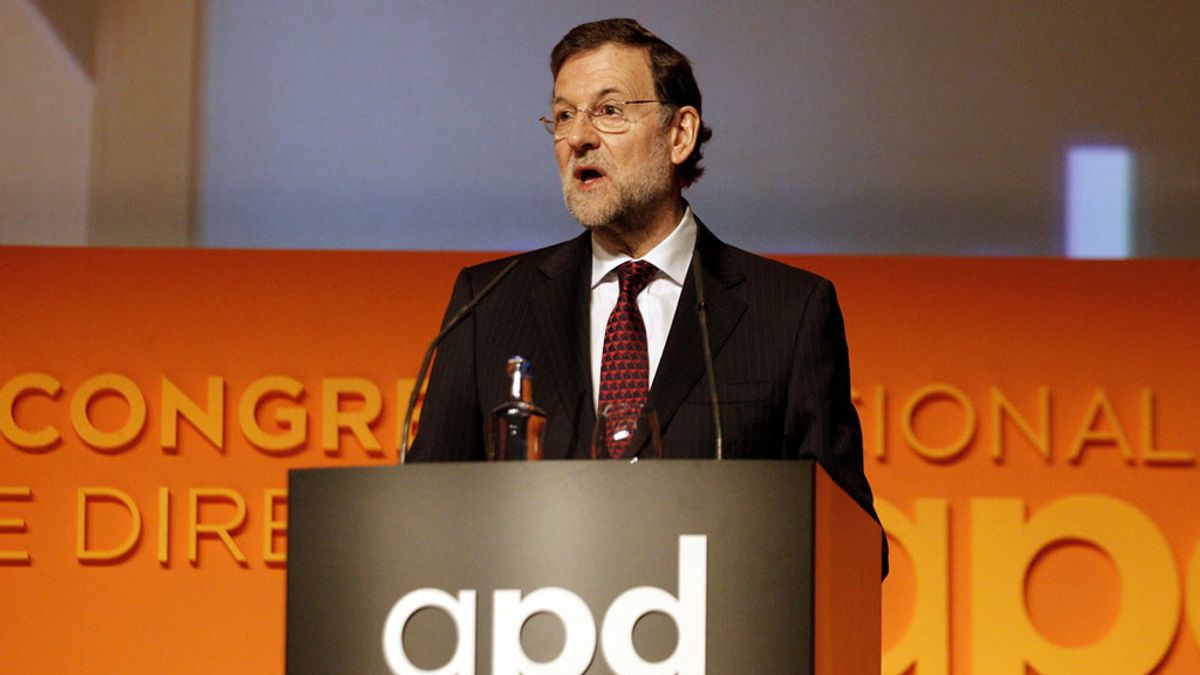El presidente del Gobierno, Mariano Rajoy, durante su intervención en la inauguración del II Congreso Nacional de Directivos APD en Valencia