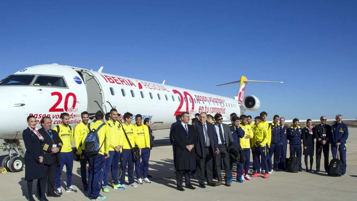 El Villarreal se ha convertido en el primer pasajero "oficial" del aeropuerto de Castellón