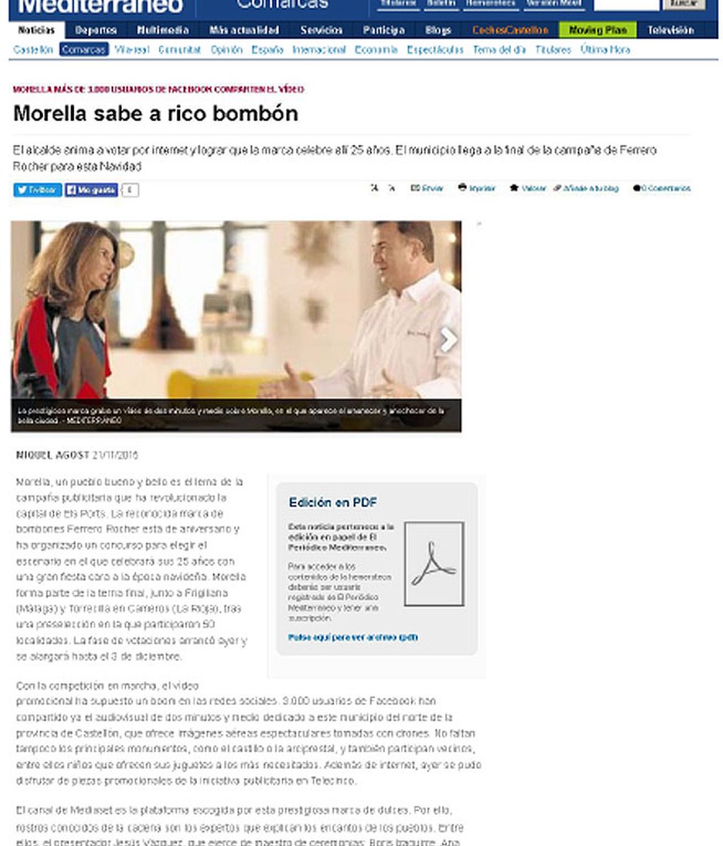 Medios locales y nacionales se hacen eco del 25 aniversario de Ferrero Rocher
