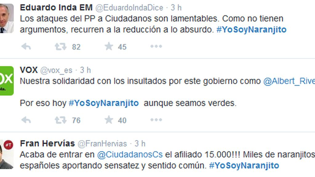 Tuits de apoyo a Albert Rivera y a Ciudadanos