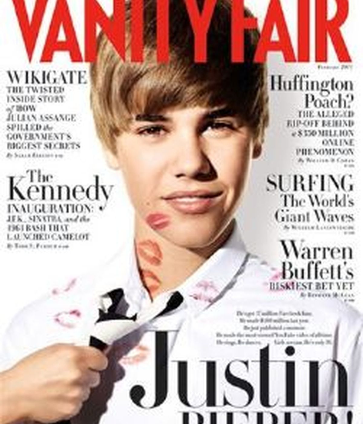 Justin Bieber, en la portada de la edición estadounidense de Vanity Fair. Foto: Vanity Fair.