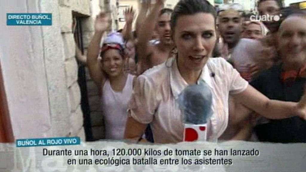 Verónica Sanz en la 'tomatina' de Buñol
