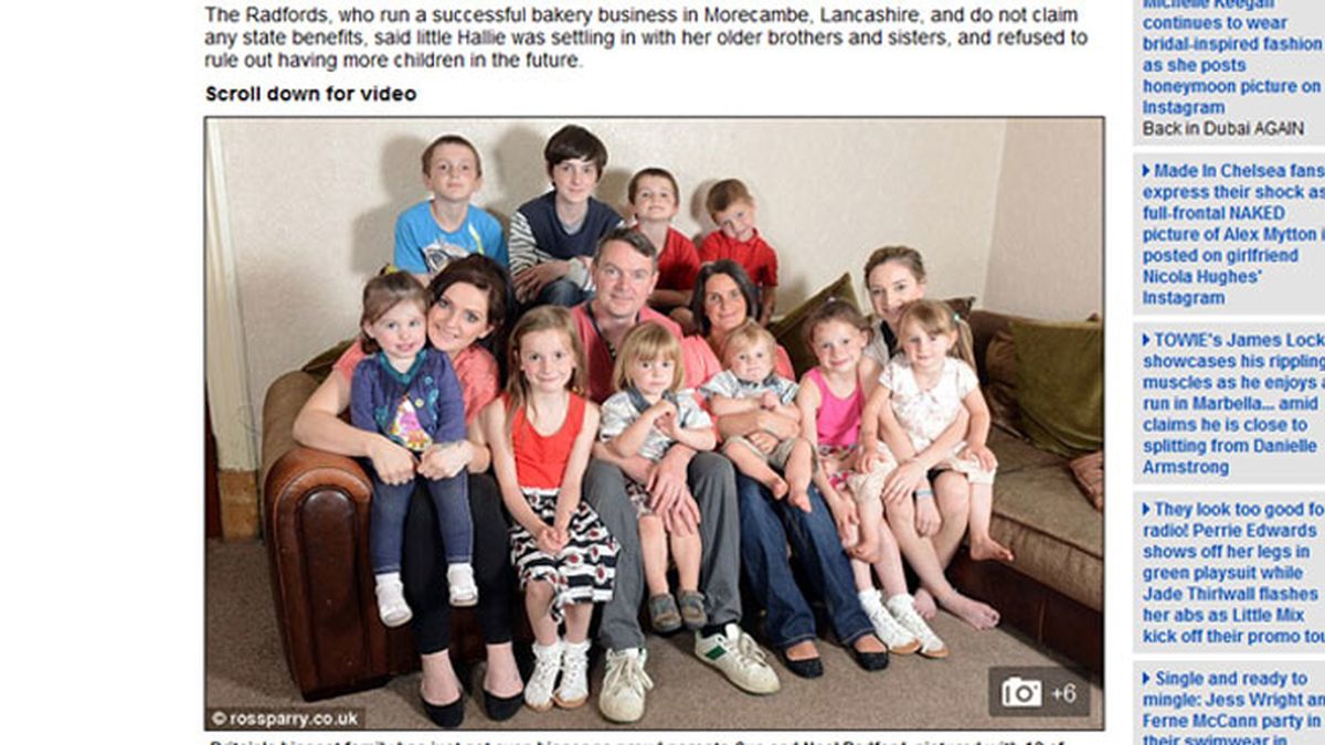 La familia más grande de Gran Bretaña celebra la llegada de su decimoctavo hijo