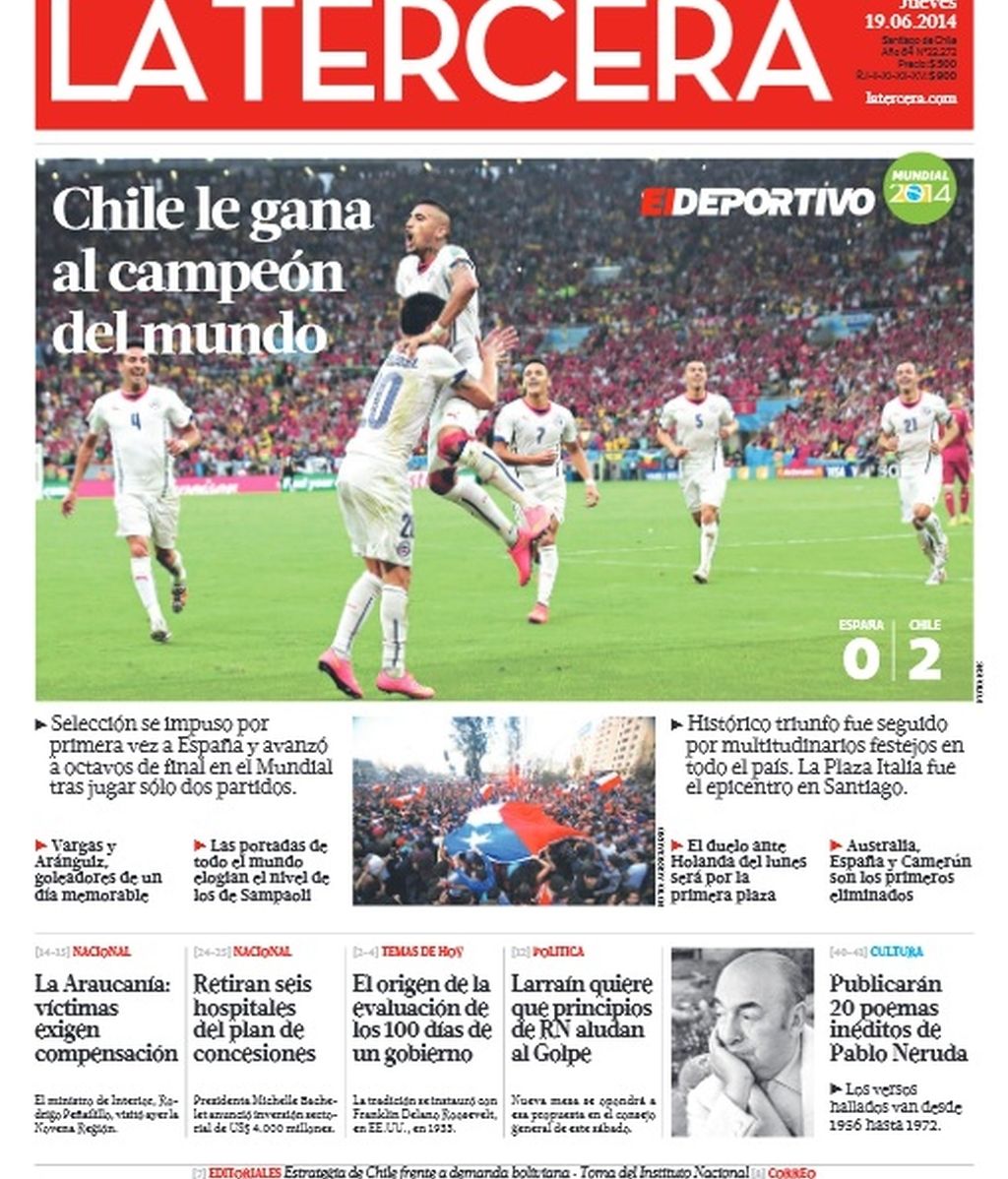 La Roja protagonista en los periódicos de todo el mundo
