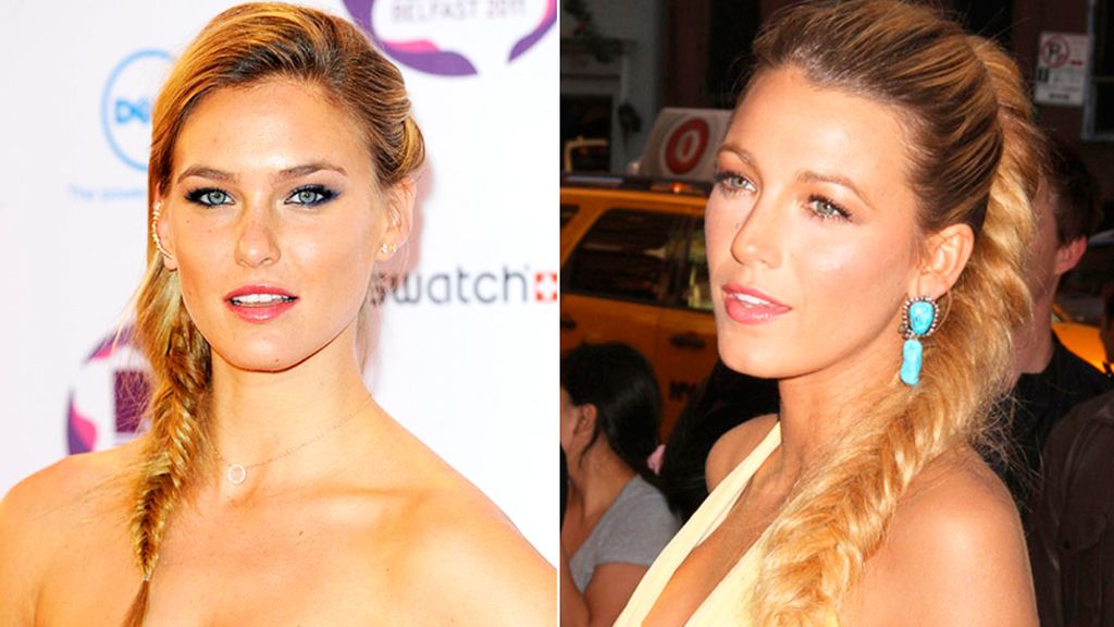 Trenzas de espiga en coleta alta