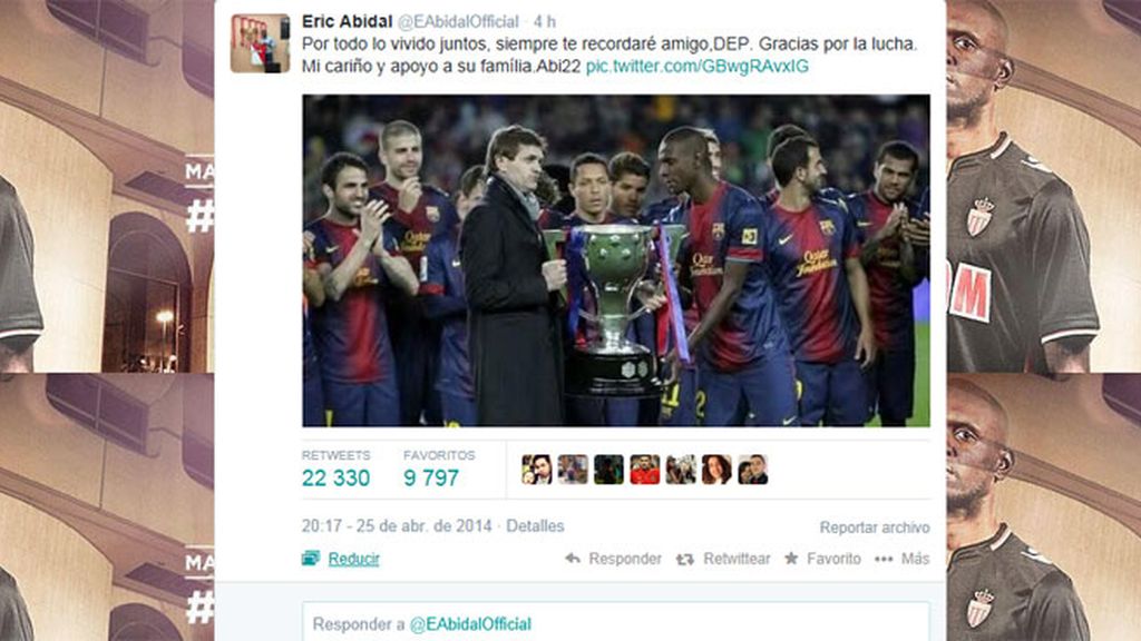 Eric Abidal se despide de Tito Vilanova en Twitter