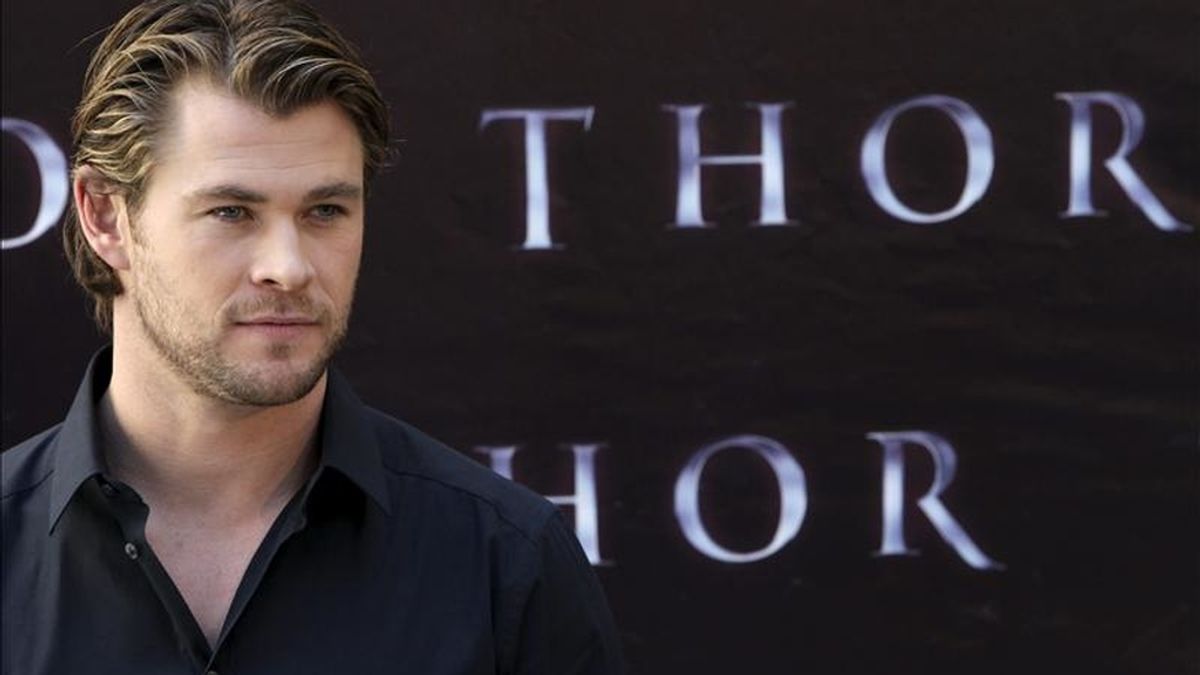 El actor australiano Chris Hemsworth, durante la presentación en Madrid, de "Thor", una superproducción con tintes de tragedia shakespeariana. EFE