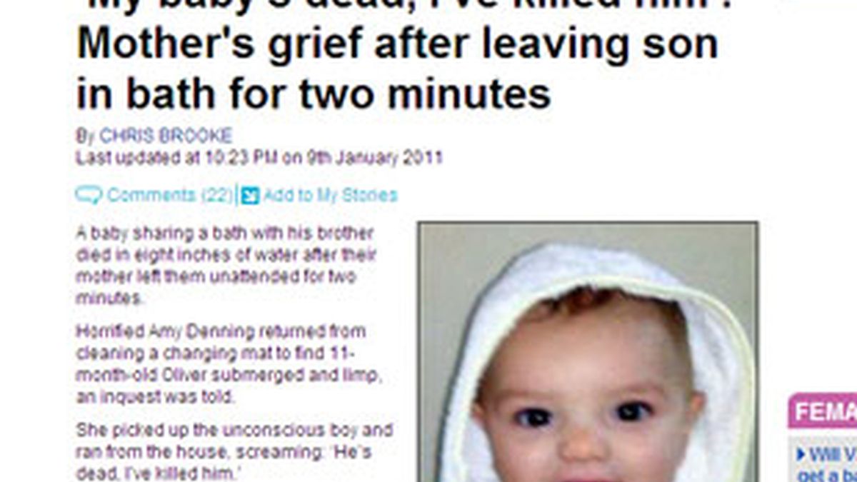 El pequeño Oliver murió ahogado en la bañera de su casa en un trágico accidente. Foto: Daily Mail. El pequeño Oliver murió ahogado en la bañera de su casa en un trágico accidente. Foto: Daily Mail.