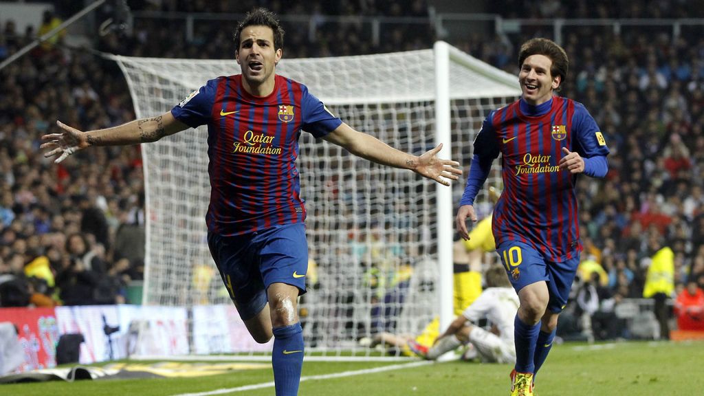 Cesc Fábregas celebra su gol ante el Real Madrid