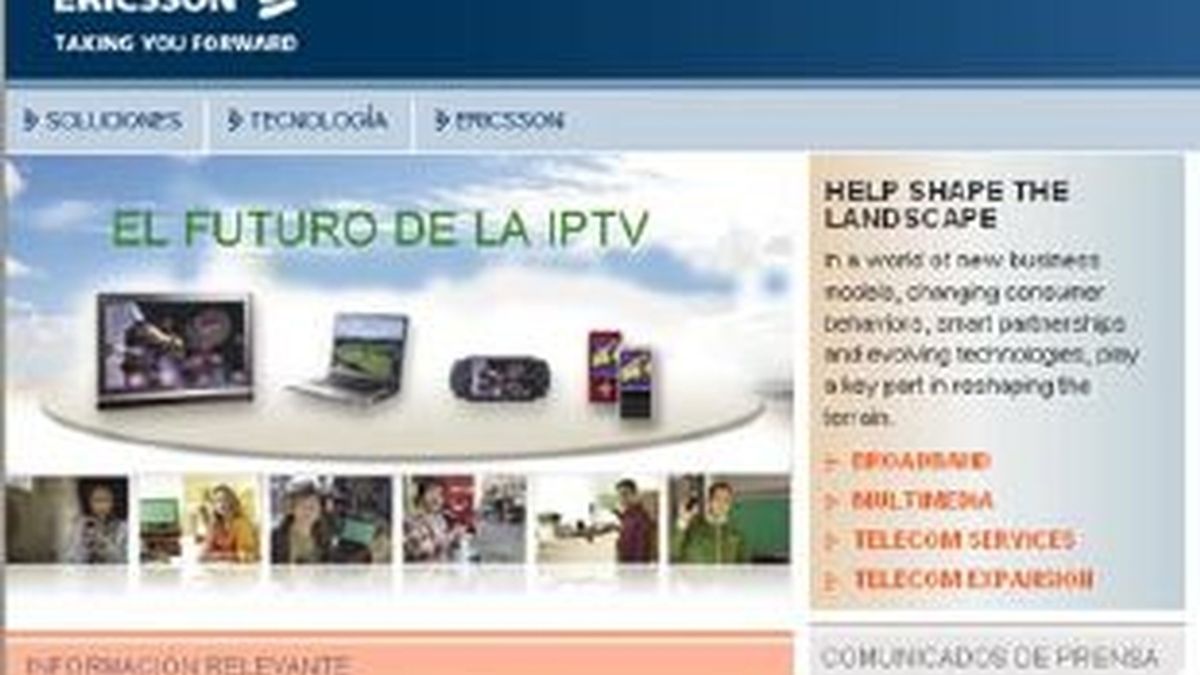 Imagen de la web de Ericsson en España.