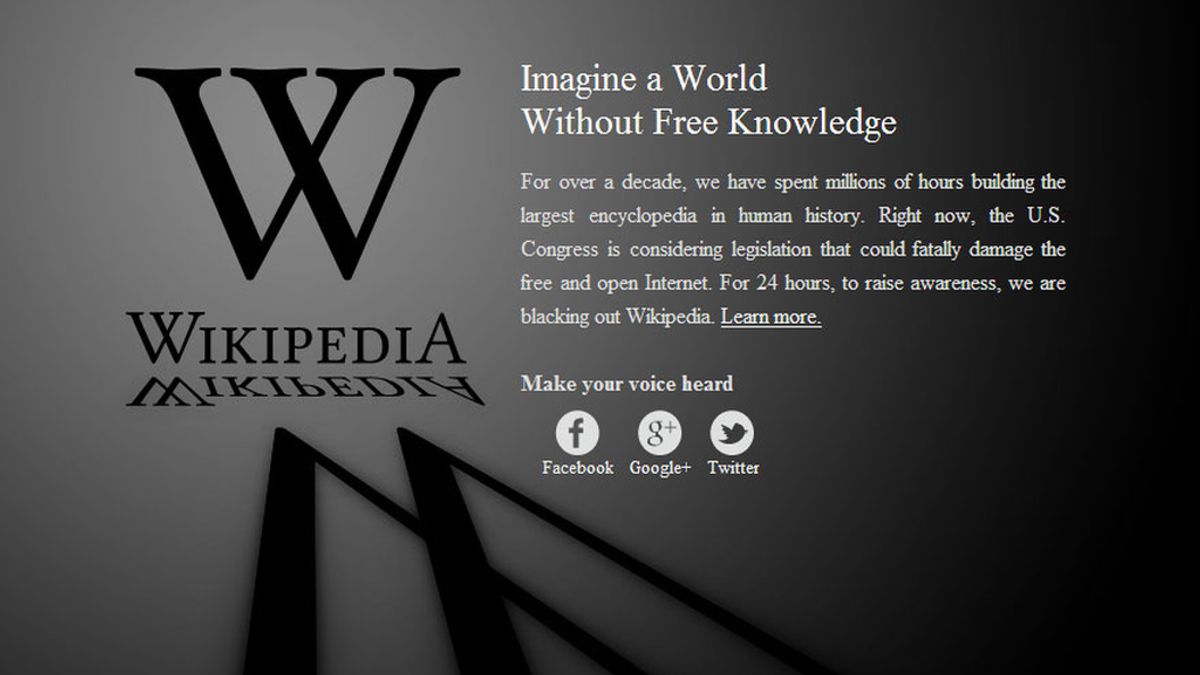 Wikipedia se apaga en EEUU para protestar contra la ley SOPA