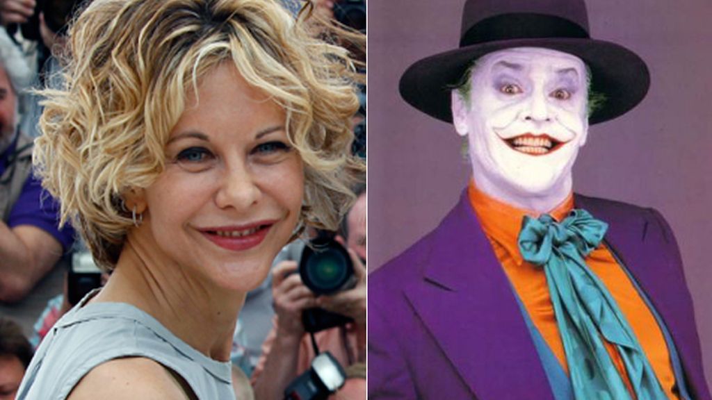La actriz Meg Ryan y el personaje de 'El Joker' interpretado por Jack Nicholson