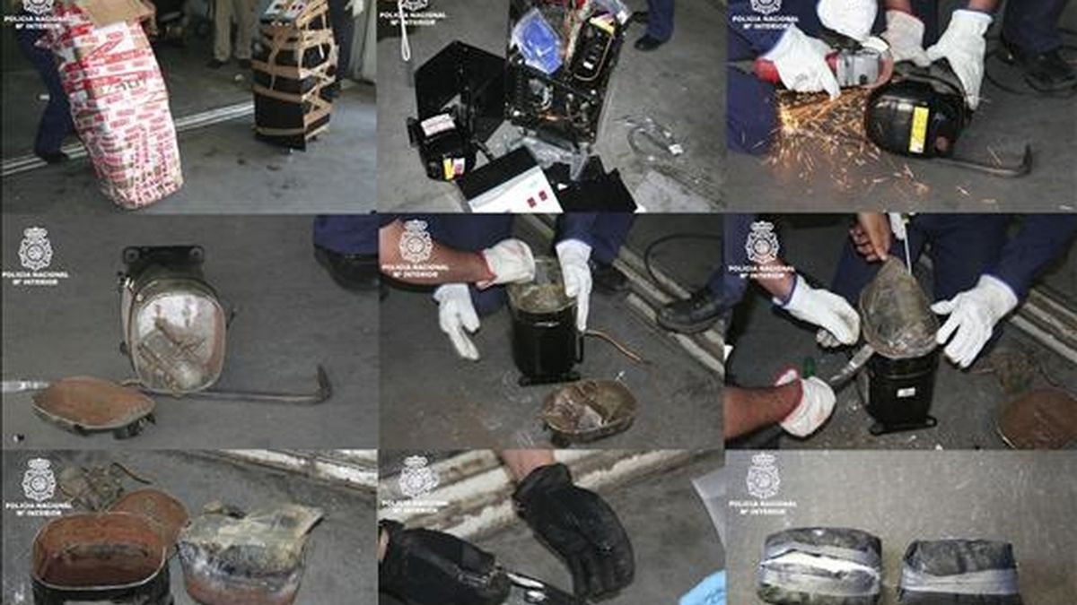 Agentes de la Policía Nacional han interceptado un alijo de cinco kilos de cocaína llegado desde Venezuela oculto en un equipo de crioterapia, utilizado en medicina estética, y ha detenido a tres personas en Alcorcón (Madrid) encargados de recibir y distribuir la droga en España. EFE