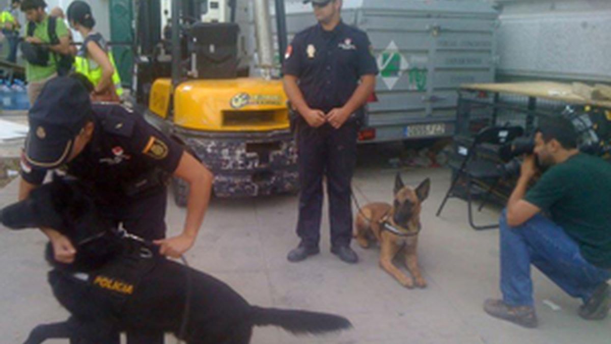 La policía prepara a los perros para la visita del Papa. Foto: Antonio Gil/Informativos Telecinco