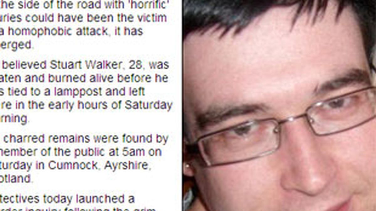 Stuart Walker, de 28 años, fue golpeado y quemado vivo en Escocia. Foto: Daily Mail.