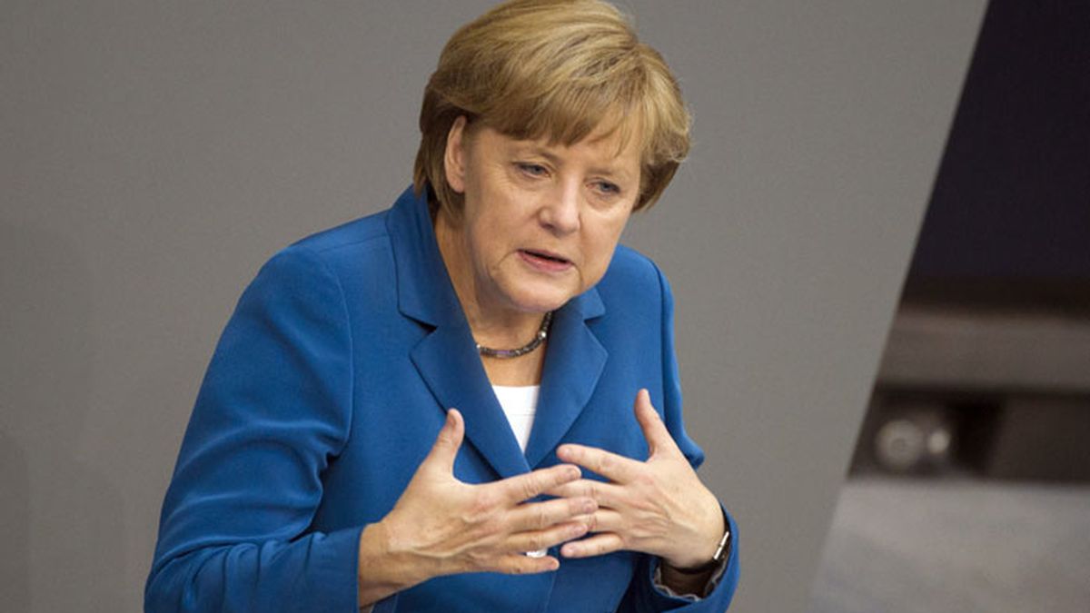 La canciller alemana, Angela Merkel, durante su comparecencia en el Bundestag