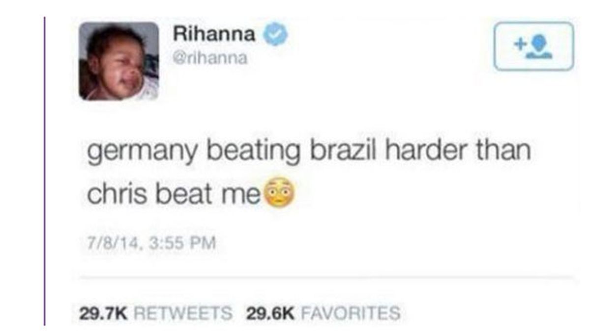 El desafortunado tuit de Rihanna durante el partido entre Brasil y Alemania