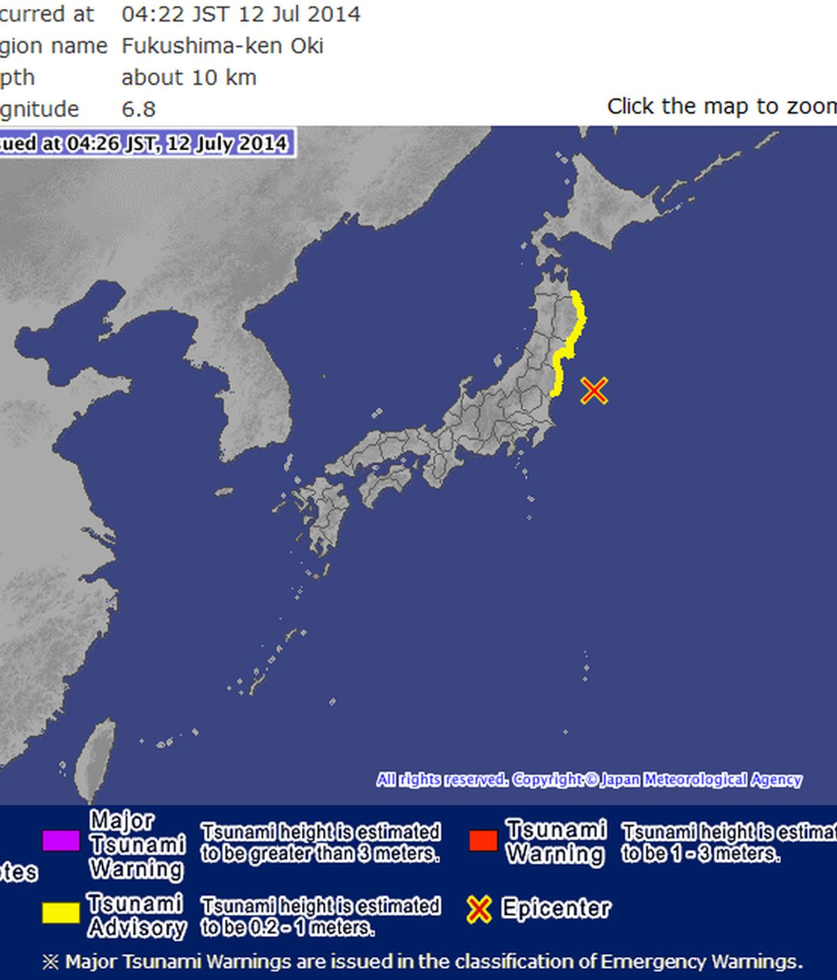 Alerta de tsunami en Japón