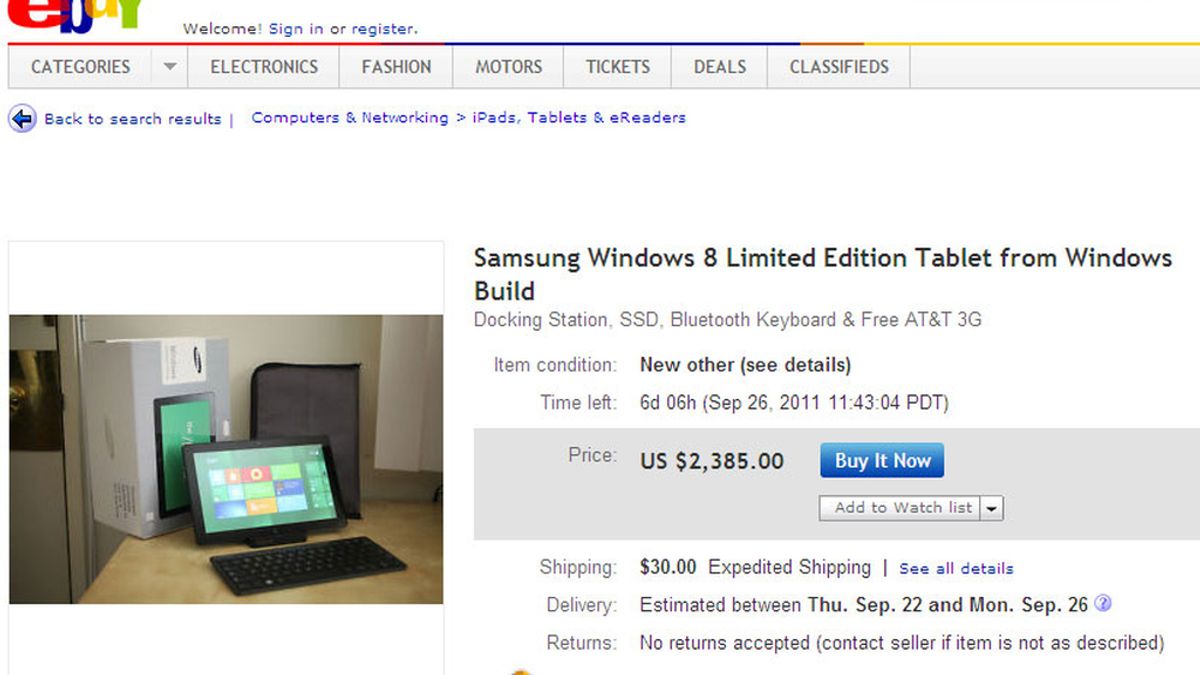 Subastan los prototipos de 'tablets' con Windows 8 por más de 2.000 dólares