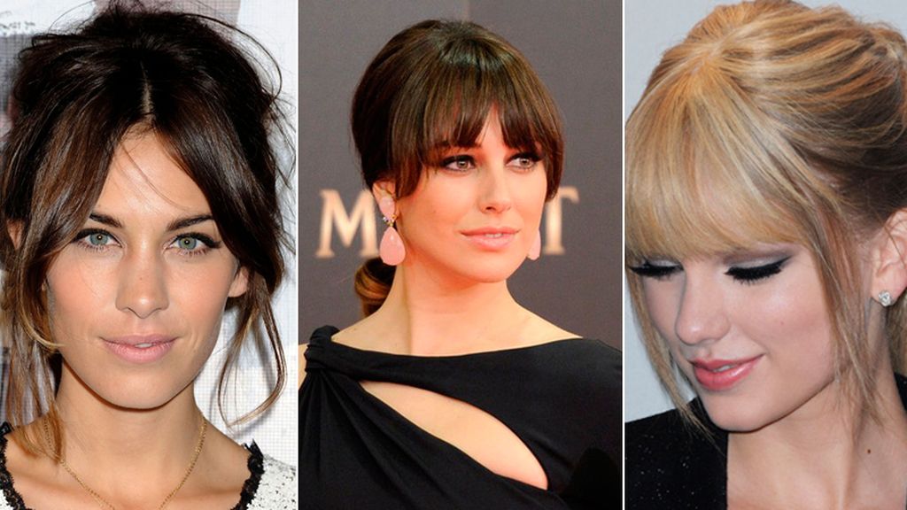 Recogido estrella: moño bajo con flequillo abierto