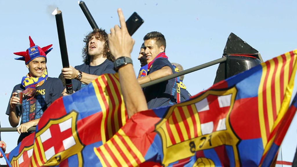 Barcelona se tiñe de blaugrana