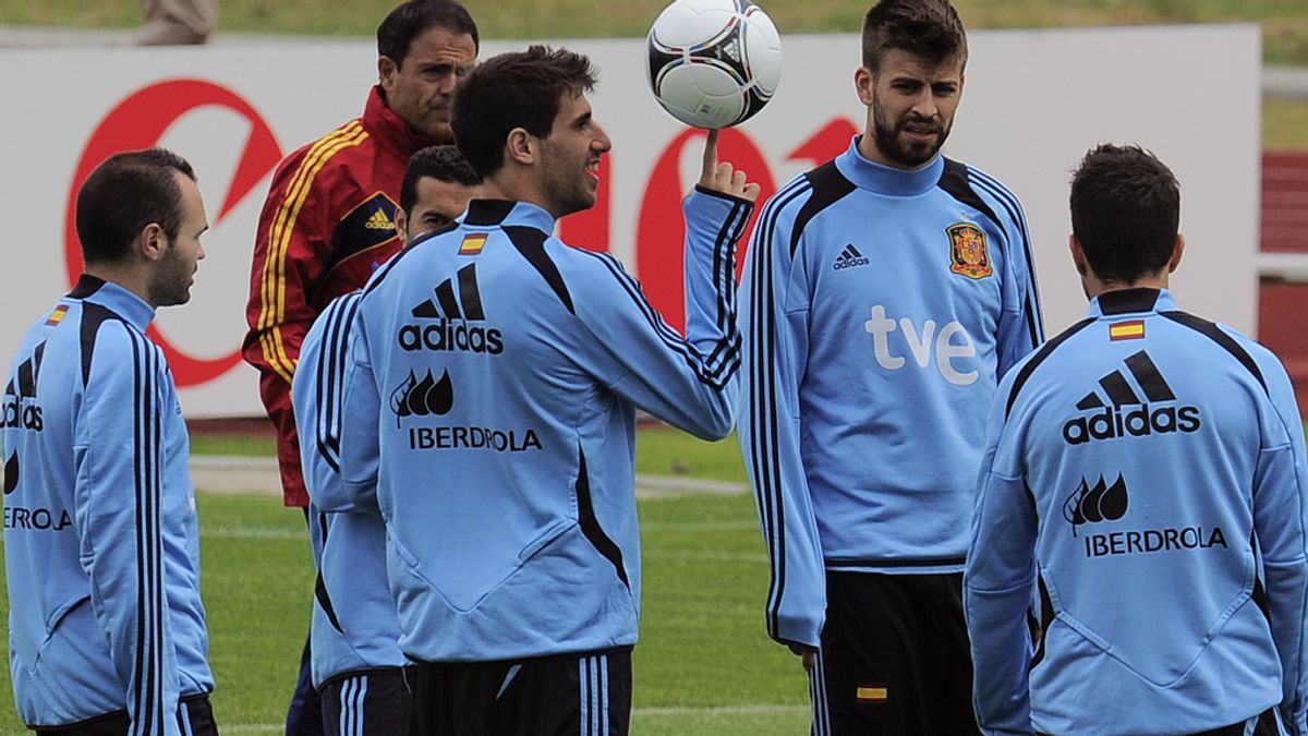 Javi Martínez en un entrenamiento de La Roja