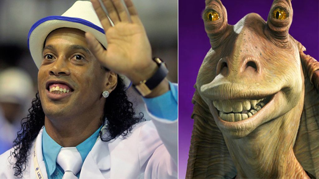 El futbolista Ronaldinho Gaucho y el personaje de Star Wars 'Jar Jar Binks'