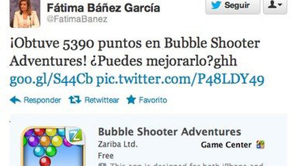 Pillada en Twitter de Fátima Bañez