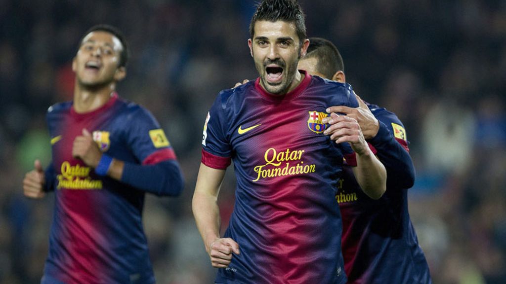 Villa celebra su segundo gol ante el Córdoba