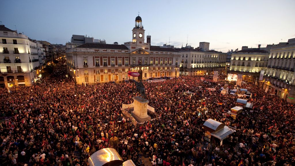 La puerta del Sol durante la manifestación central contra la reforma laboral