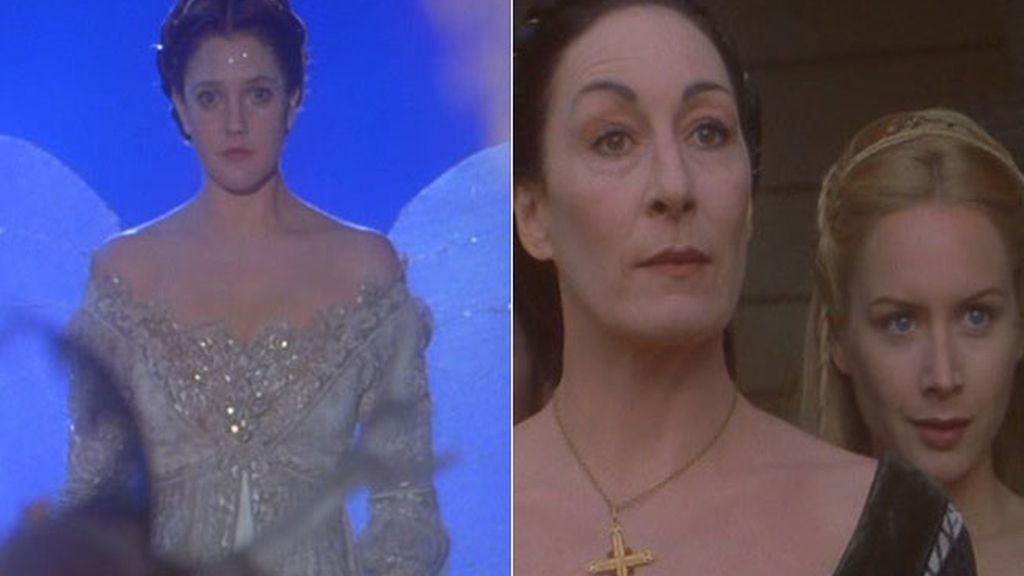 Drew Barrymore era Cenicienta, y Angelica Huston, su madrastra