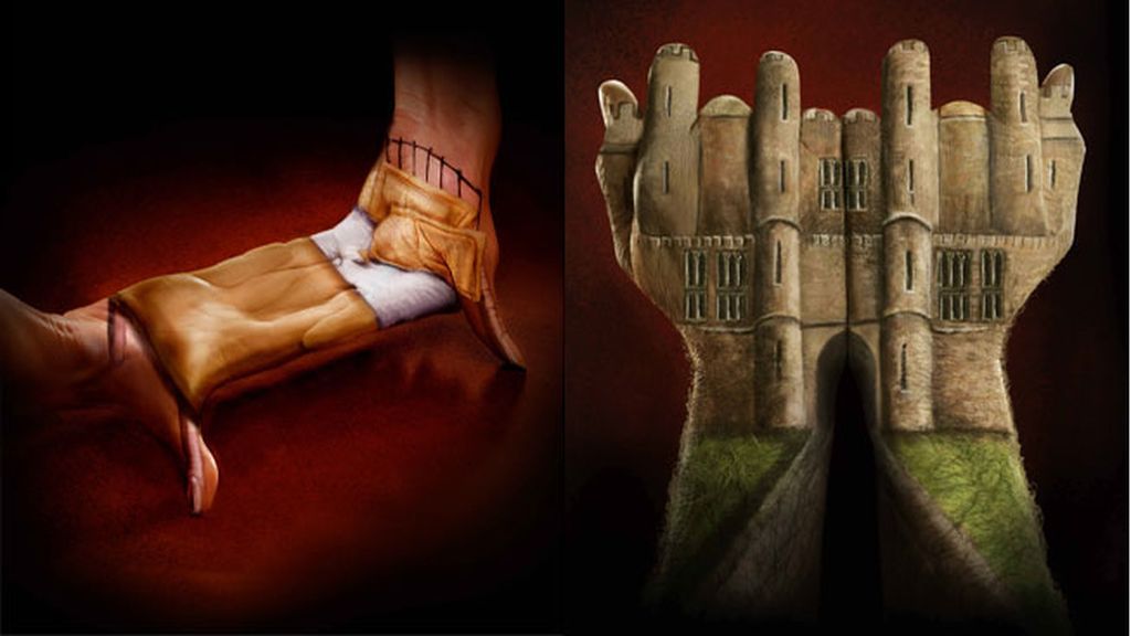 Ilusiones ópticas realizadas sobre manos pintadas