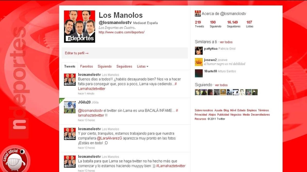 Campaña para que Lama se haga twitter Campaña para que Lama se haga twitter