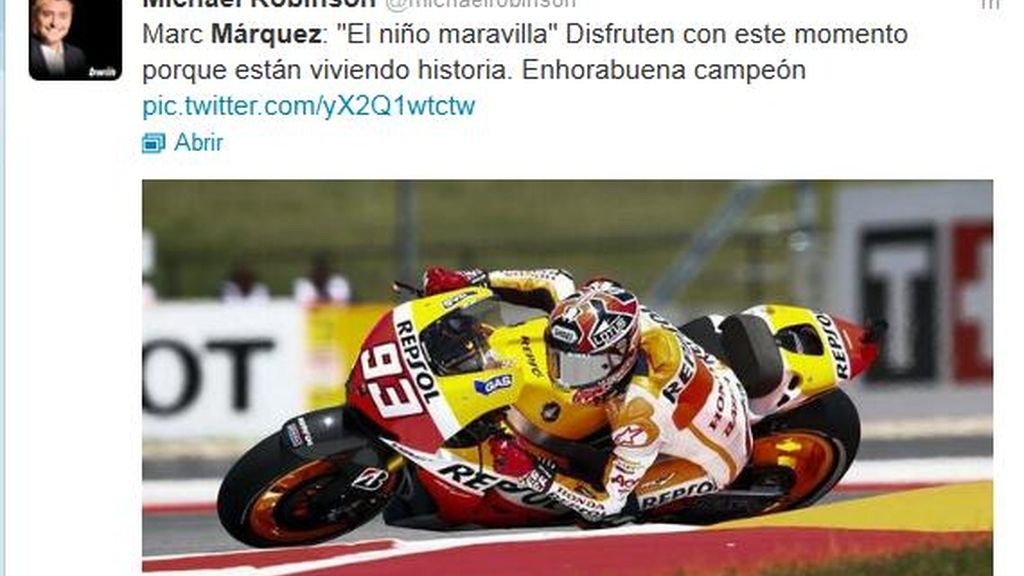 Michael Robinson felicita a Márquez