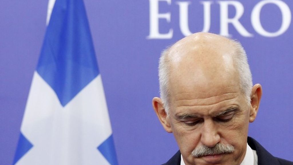 George Papandreou, primer ministro griego, durante una rueda de prensa.