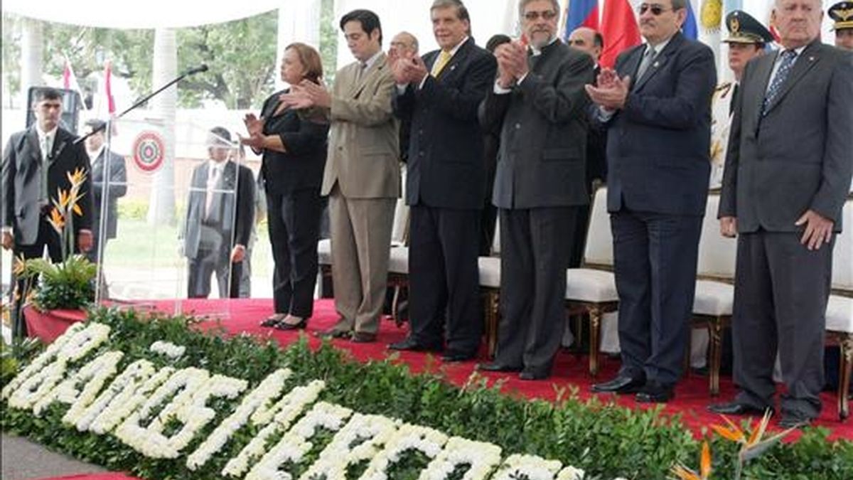 La ceremonia del 18 aniversario del Mercosur, celebrada en el Palacio de López, fue presidida por el jefe de Estado paraguayo, Fernando Lugo. EFE