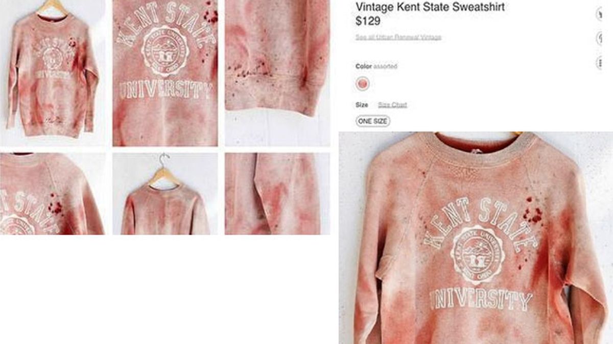 Urban Outfitters,camiseta con manchas de sangre,matanza en1970,disculpas