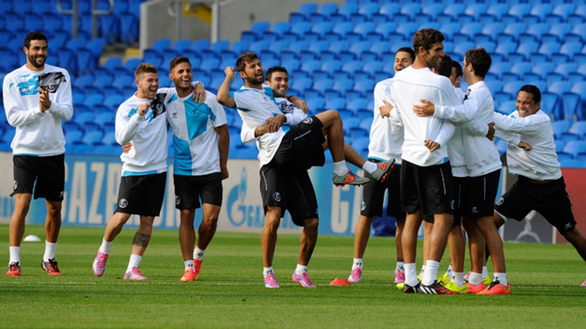 Los jugadores del Sevilla en una sesión de entrenamiento