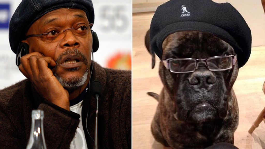 El actor Samuel L. Jackson y un imitador muy cuidadoso y especial