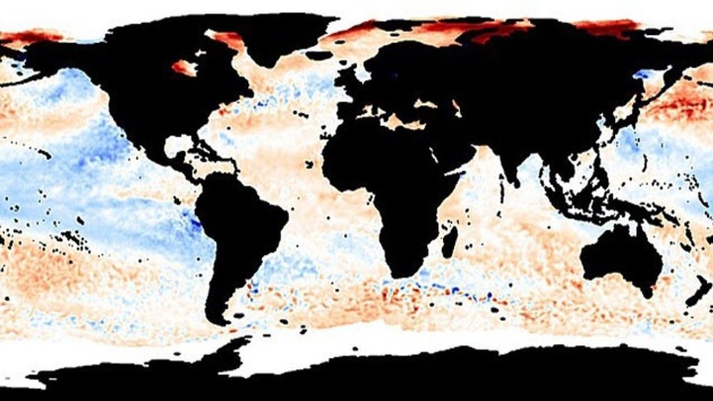 Temperatura anómala de la superficie del océano