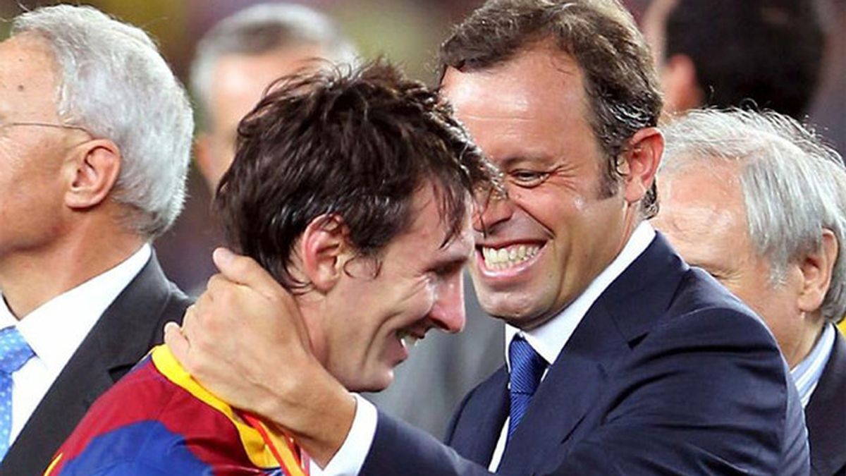 Sandro Rosell y Leo Messi